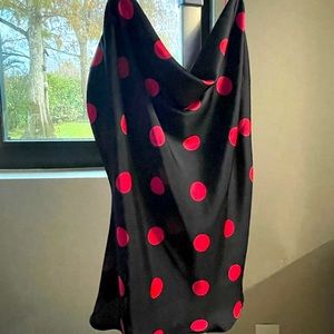 Zara tops satin finish pink dots New Size S